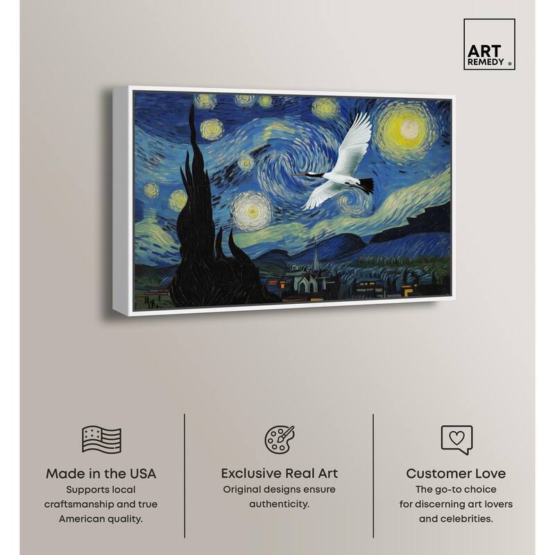 Crane Starry Night Canvas by Art Remedy