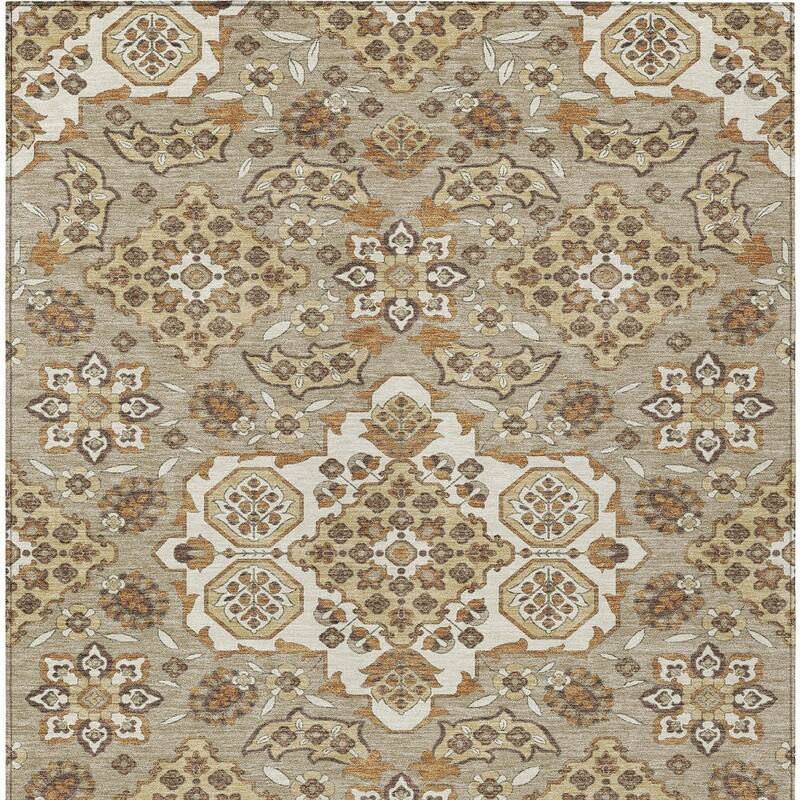 HomeRoots Medallion Traditional Rectangle Outdoor Rug