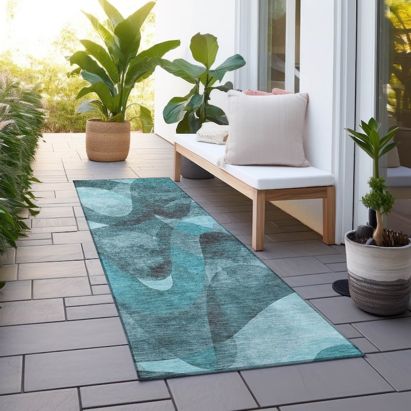 Machine Washable Indoor/ Outdoor Modern Chantille Rug