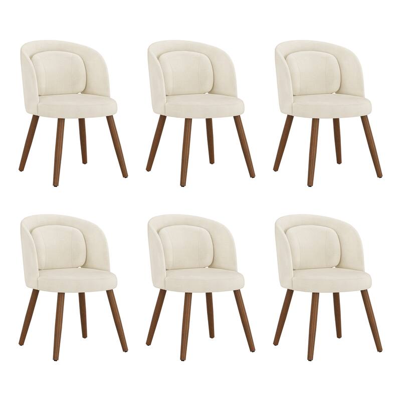 Upholstered Dining Chairs with Back Set of 2/4/6，Linen Dining Room Chairs with Lumbar Pillow for Dining Room, Beige