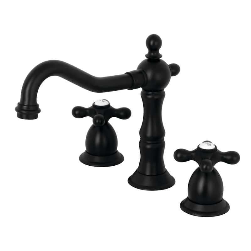 Kingston Brass Heritage 1.2 GPM Widespread Bathroom Faucet with Pop-Up - Matte Black