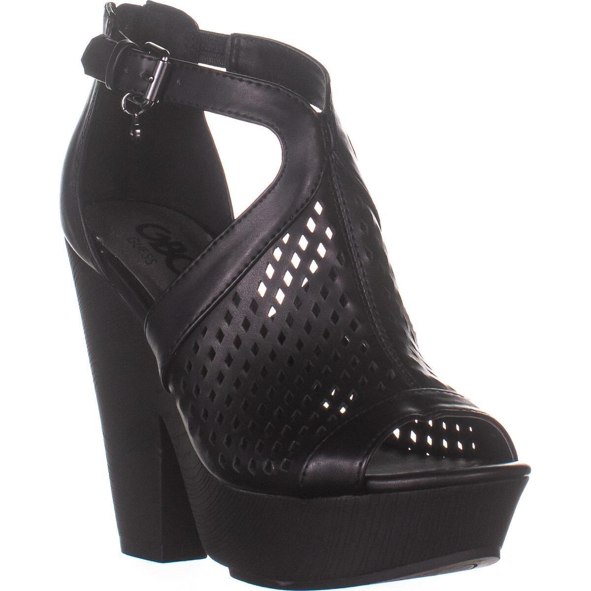 black caged sandals