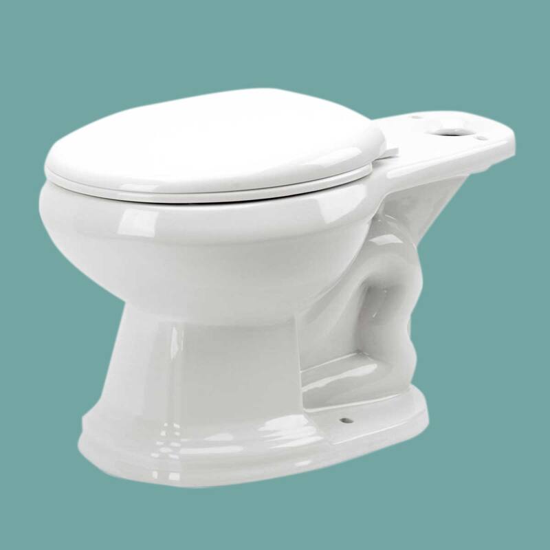 White Porcelain Round Toilet Bowl Part Only Sheffield with Plastic Slow Close No slam Seat and No Slip Bumper Renovators Supply