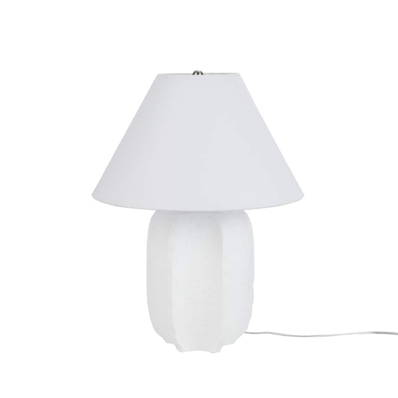 Nourison 25" White Textured Ceramic Modern Plaster Table Lamp
