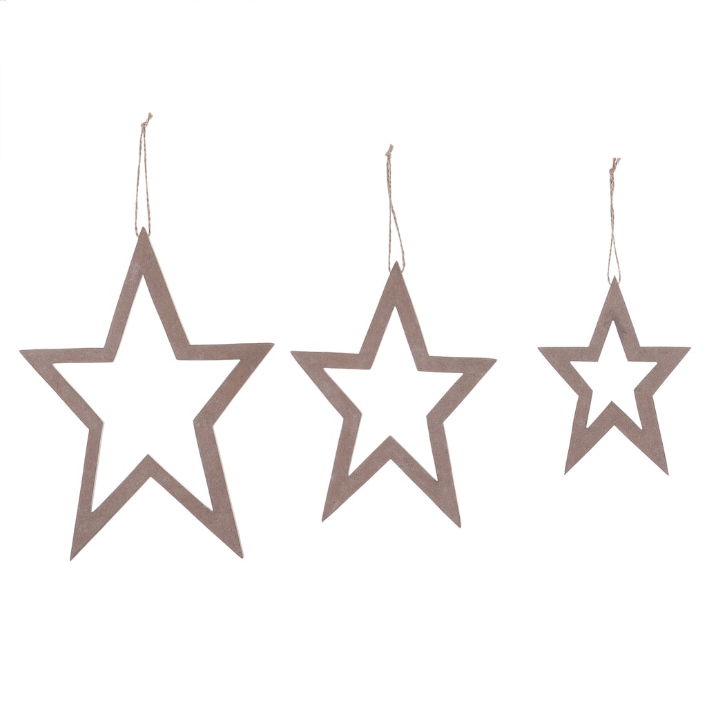 MDF Hanging Distressed White Star Decor set of 3 Christmas