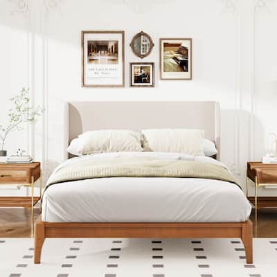 King Size Solid Dry Bamboo Wood 12 Inch Platform Bed