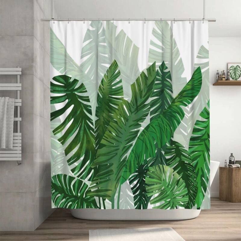 Green Plant Shower Curtain, Waterproof Washable Fabric 72 x 72 Inches