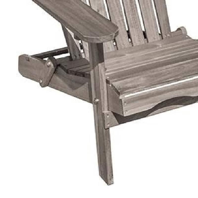 Geli Outdoor Adirondack Chair, Slatted Back, Gray Eucalyptus Wood
