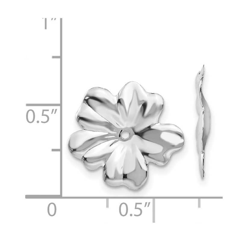 Curata 14k White Gold Flower Polished Plumeria Floral Earring Jacket (11mm)