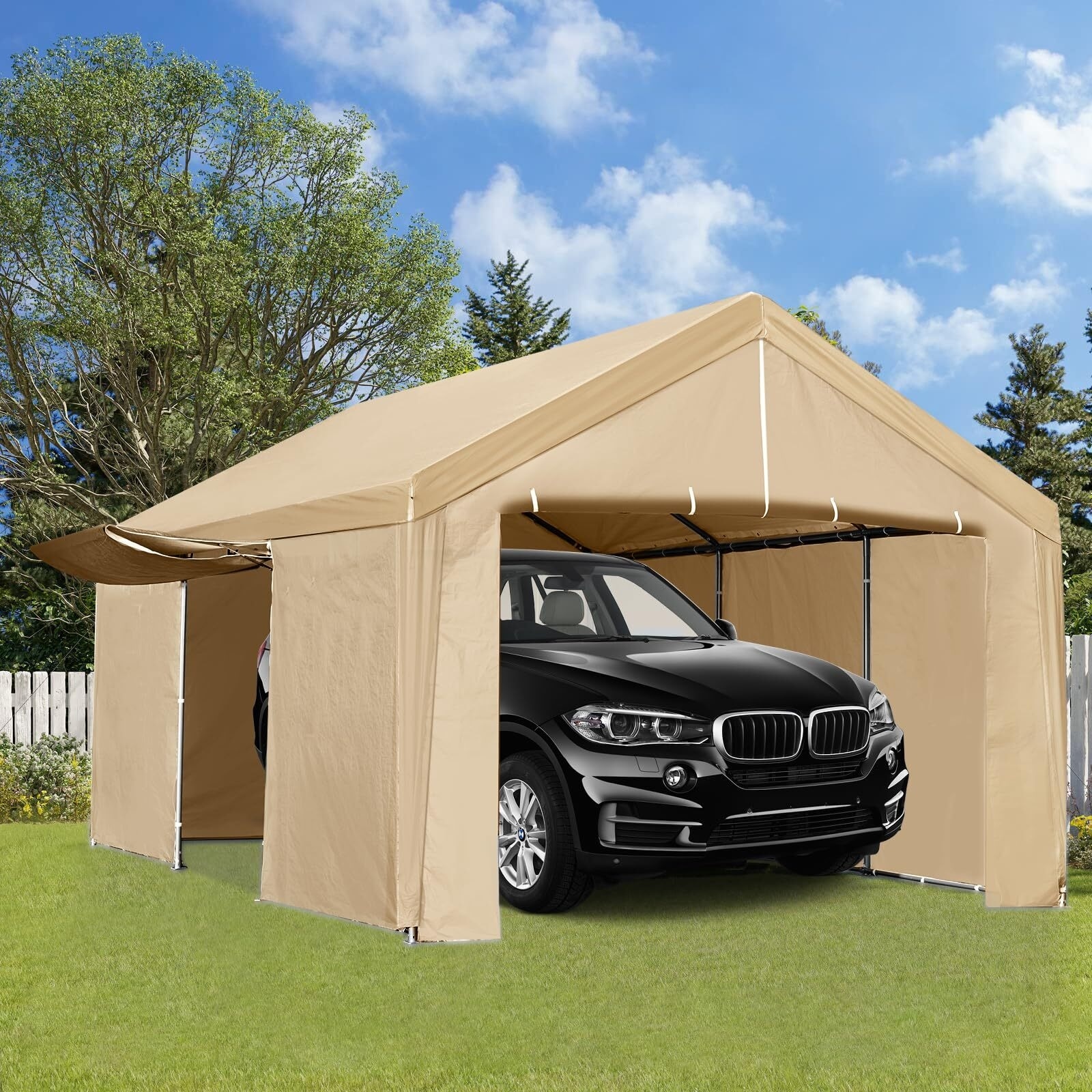 Carport 13undefined20 FT Heavy Duty Car Canopy Storage Shed - Bed