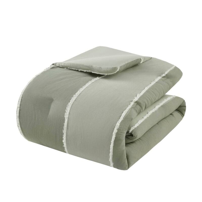 GDF Studio - Marceline Striped Cotton 3-Piece Comforter Set with Clip Jacquard Trim