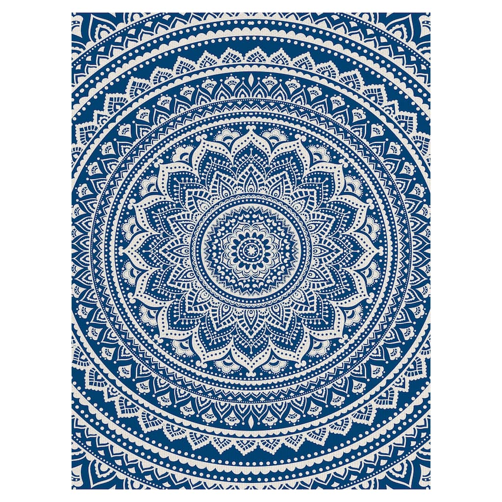 Medallion in Blue by Belle Maison Canvas Art Print
