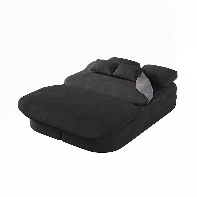 Folding Mattress Sofa with Fixed Shape Frame Convertible Sleeper Foam Sofa Bed with Blanket