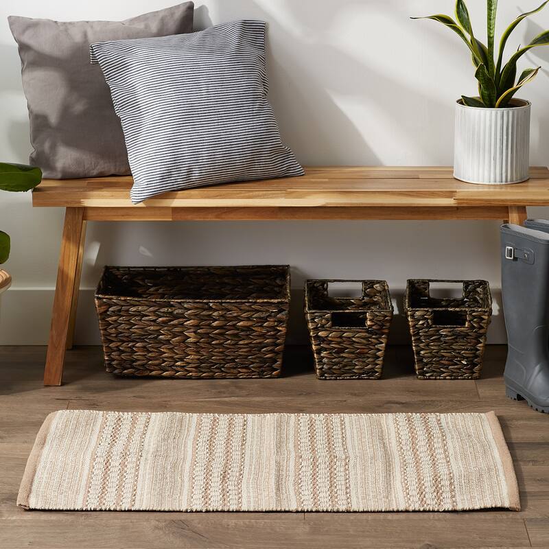 DII Stone Dobby Stripe Hand-Loomed Rug 2ft 6inx6 Ft - 36.0 In. L X 24.0 In. W X 0.2 In. H