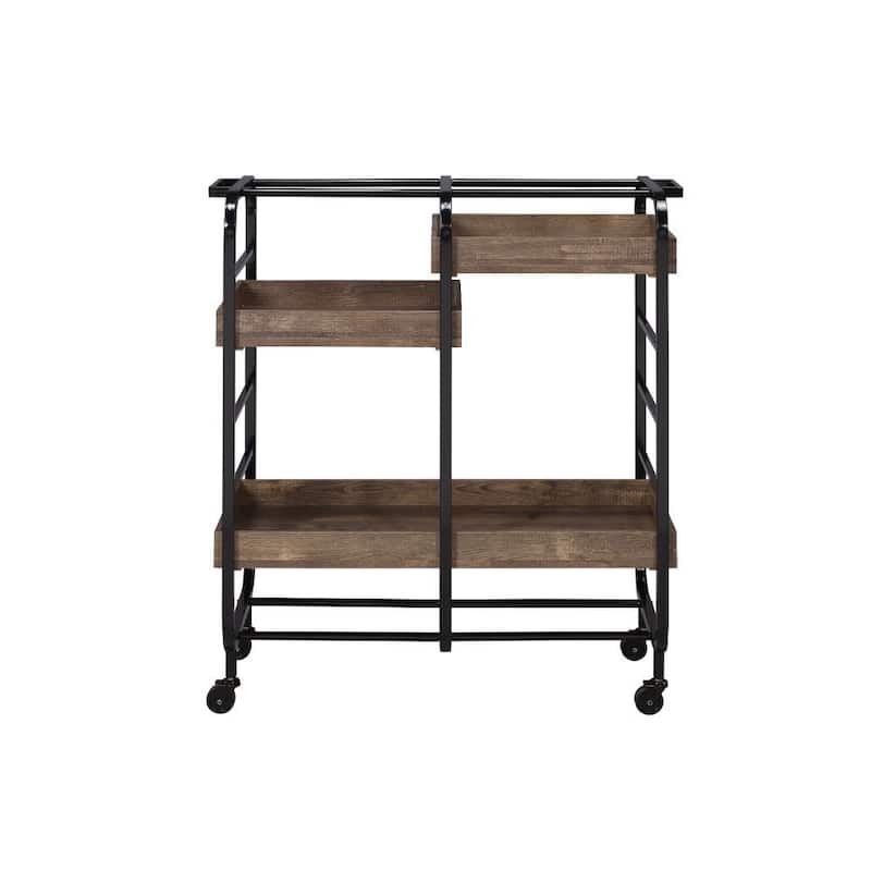 ACME Vorrik Serving Cart in Black & Walnut