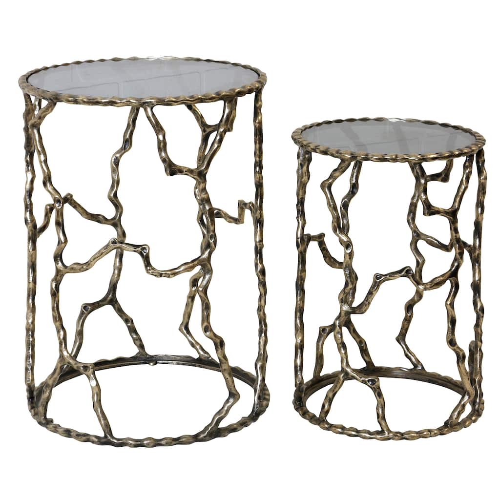 StyleCraft Branchwork Cylinder Nesting Accent Table - Set of 2