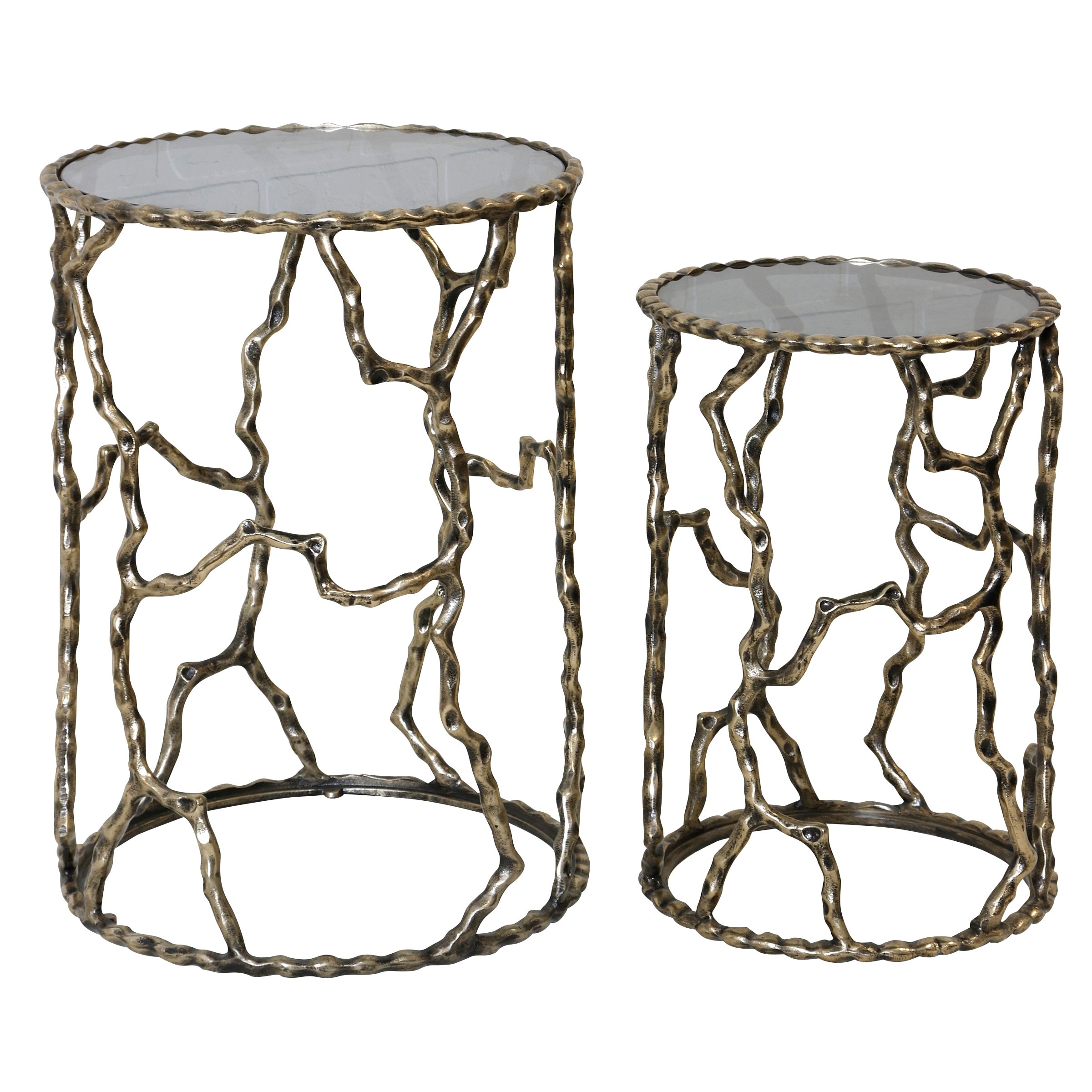 StyleCraft Branchwork Cylinder Nesting Accent Table - Set of 2