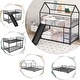 preview thumbnail 2 of 9, Black Twin Over Twin Metal Bunk Bed with Slide