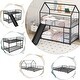 preview thumbnail 2 of 43, Twin over Twin Metal Bunk Bed with Slide, Roof, and Ladder