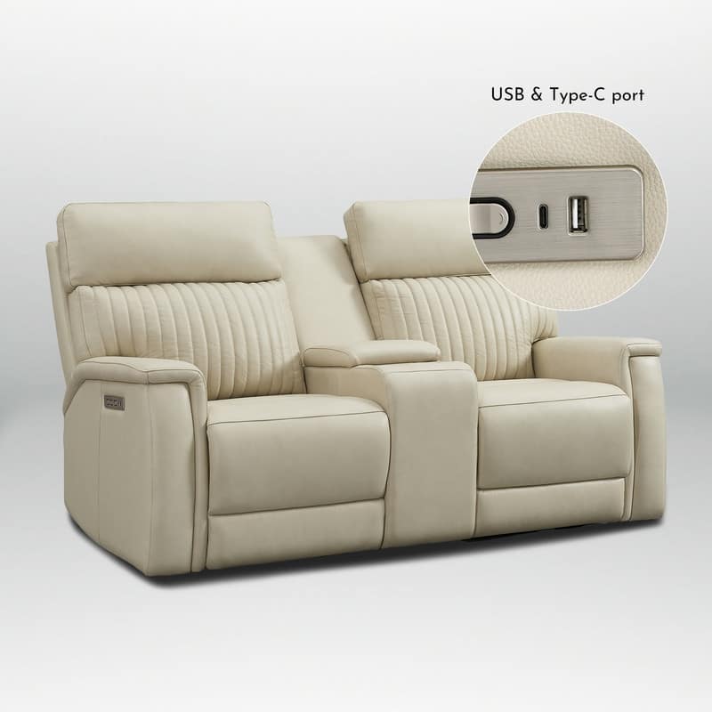 73'' Leather Zero Gravity Power Reclining Loveseat with Power Headrest and Power Lumbar,USB&USB-C Port