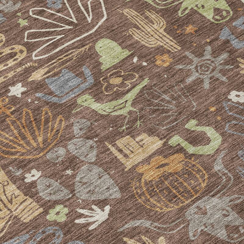 Machine Washable Indoor/ Outdoor Modern Ranch Chantille Rug