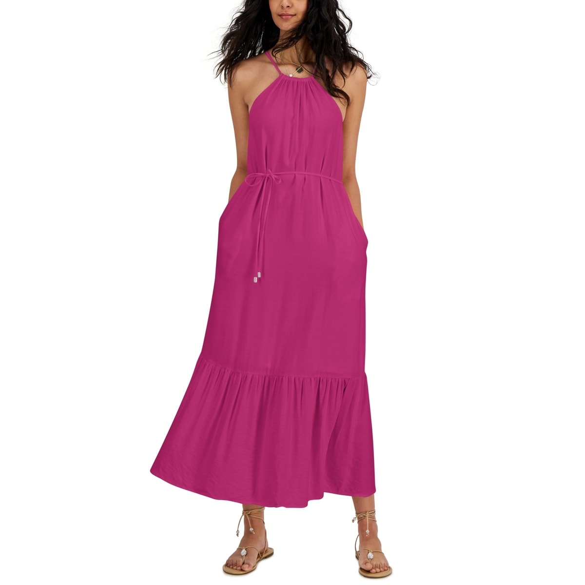 INC International Concepts Women's Tie Halter Maxi Dress Pink Size 12 - Bed  Bath & Beyond - 40630827