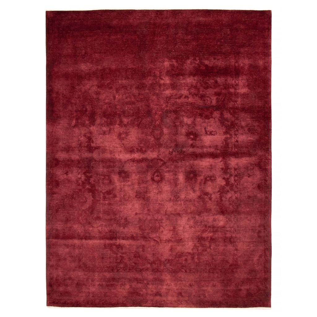 ECARPETGALLERY Hand-knotted Vibrance Burgundy Wool Rug - 8'10 x 11'6