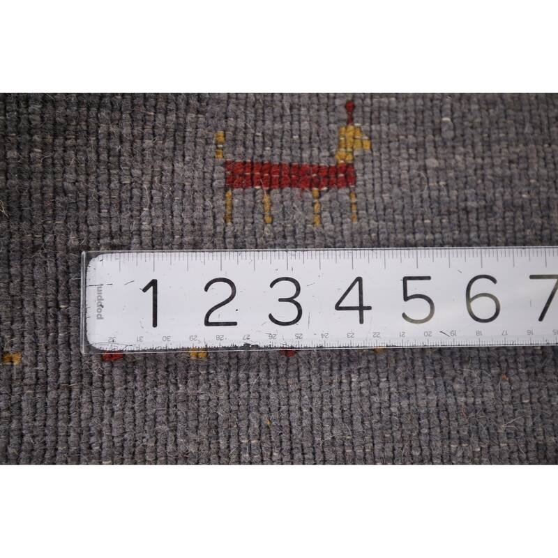 Gray Gabbeh Indian Area Rug Handmade Wool Carpet - 8'1"x 9'6"