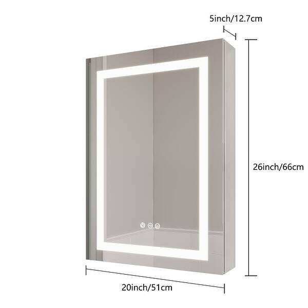 26x20 Inch LED Bathroom Medicine Cabinet with Touch Switch