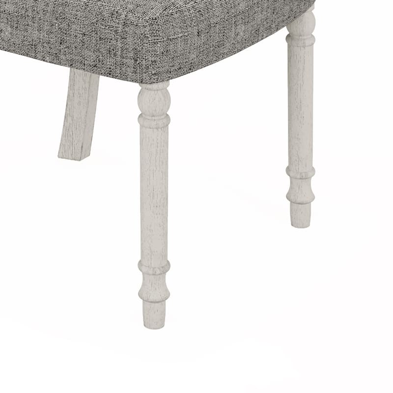 Set of 2 Upholstered White and Gray Dining Side Chair