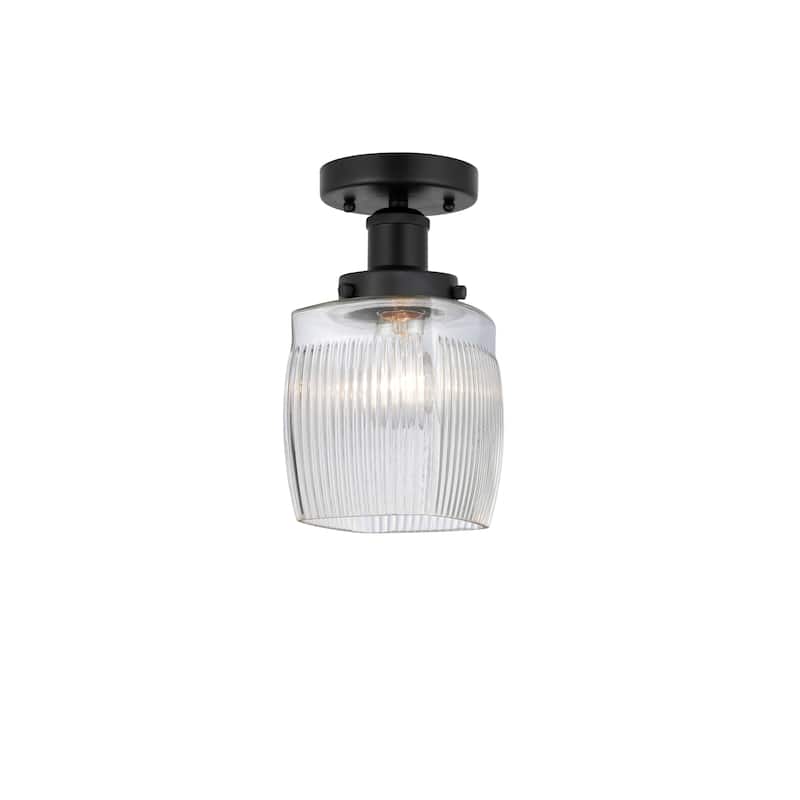 Innovations Lighting Colton - 1 Light 6" Semi-Flush Mount - Matte Black/Clear Crackle