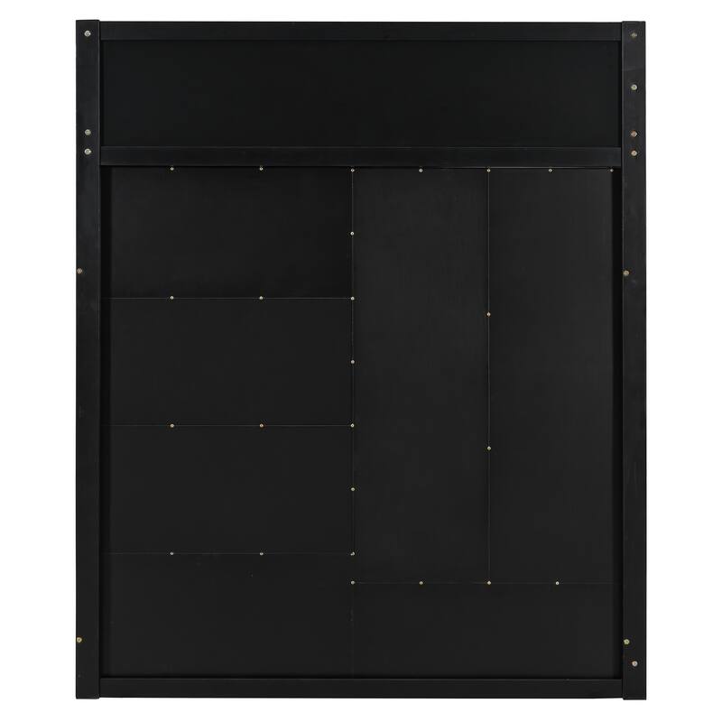 Full Size Gaming Loft Bed with Desk & Wardrobe, Wooden Storage Bed with RGB LED Lighting, Charging Station