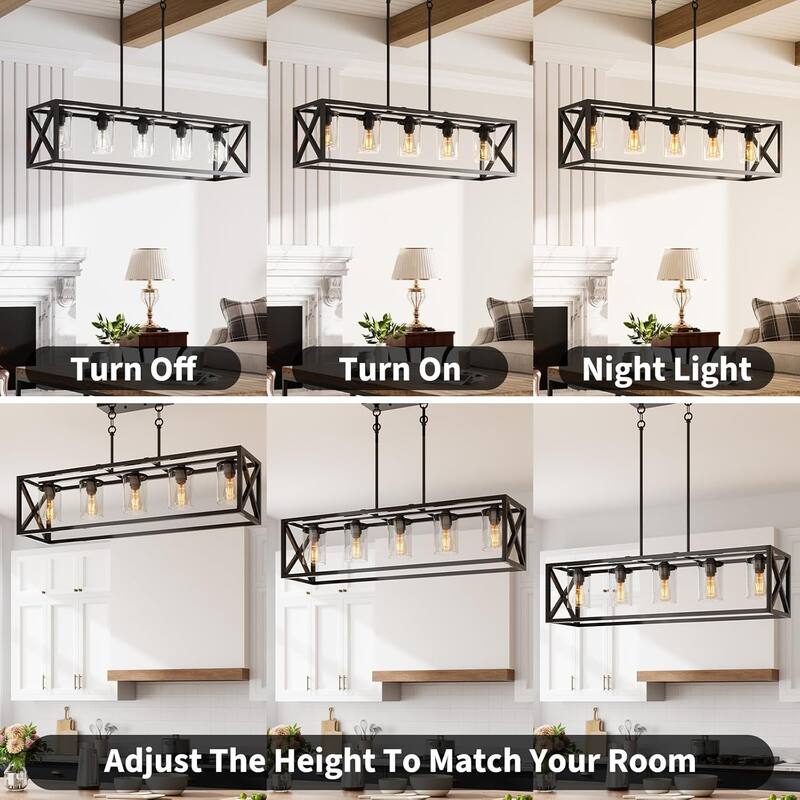 Island Lights for Kitchen,5 Head Height Adjustable Farmhouse Right Fixtures