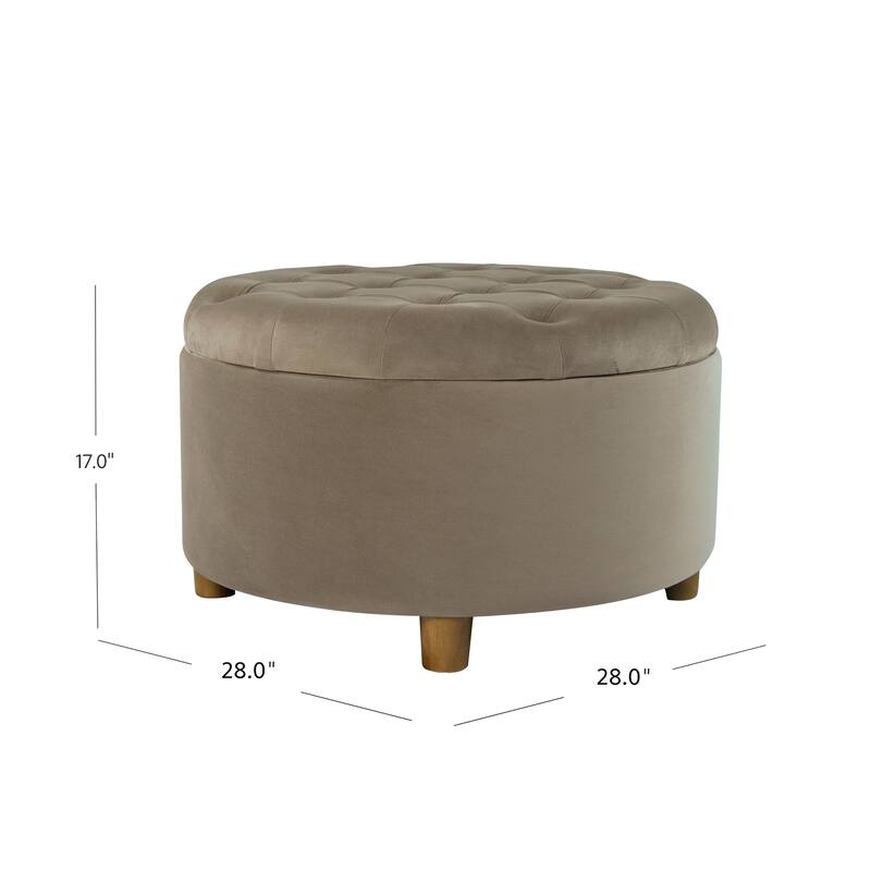 HomePop Button Tufted Round Storage Ottoman
