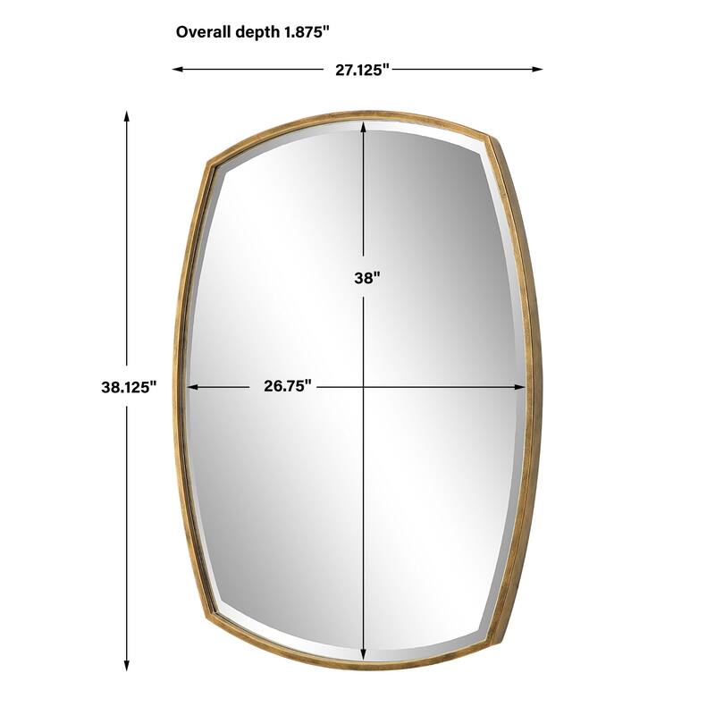 Beveled Iron Framed Wall Mirror - 38.25" - Gold