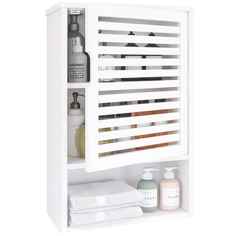 Bathroom Storage Cabinet Wall Mounted - 7.87"D x 15.75"W x 23.62"H - White