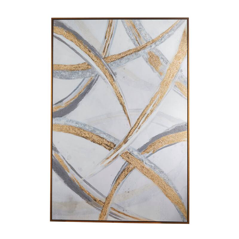Canvas Abstract Framed Wall Art with Gold Frame - Gold - Roche River Decor