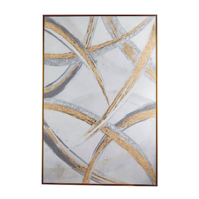 Canvas Abstract Framed Wall Art with Gold Frame - Gold - Roche River Decor