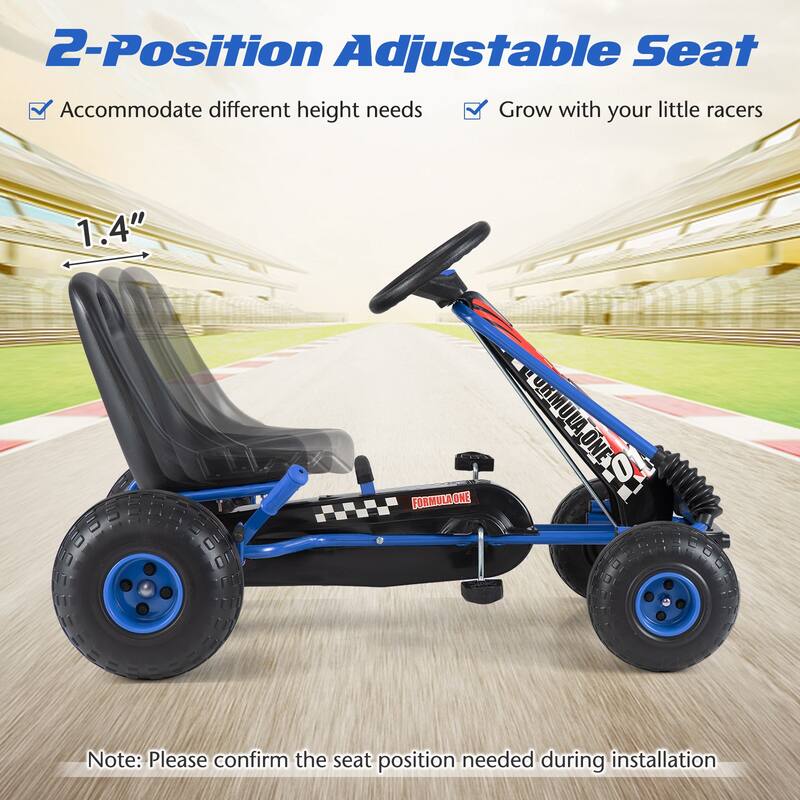 Gymax Kids 4-Wheel Pedal Go Kart w/Clutch & Hand Brake Multi-Terrain