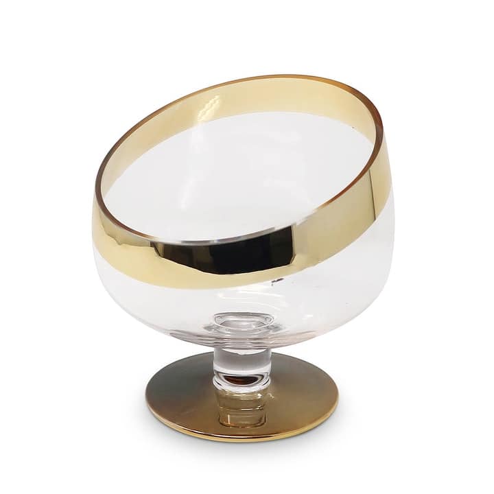 Gold Rim and Base Footed Snack Bowl, (2 sizes) - Large