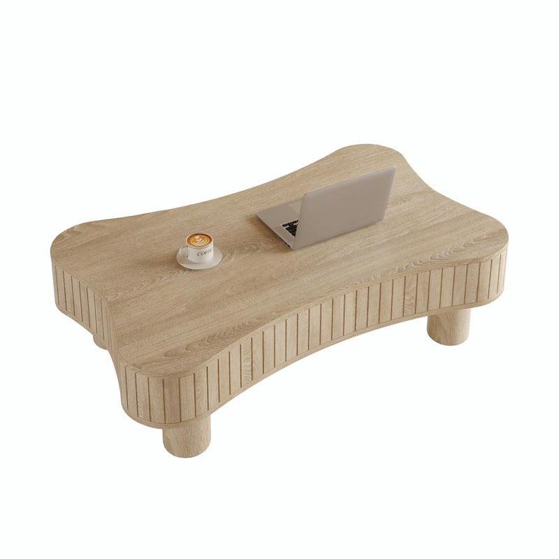 42" Lift Top Coffee Table for Living Room - Fluted Panel Hidden Storage with Silent Hydraulic Lift
