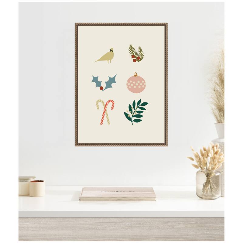 Kate and Laurel Sylvie Beaded Holiday Six Framed Canvas by Hannah Beisang