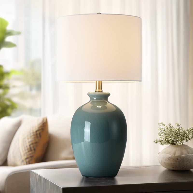 Ceramic Table Lamp with White Shade