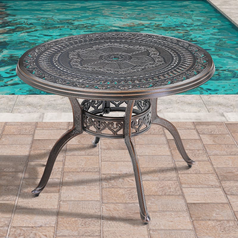 40" Outdoor Durable Cast Aluminum Construction Patio Dining Table