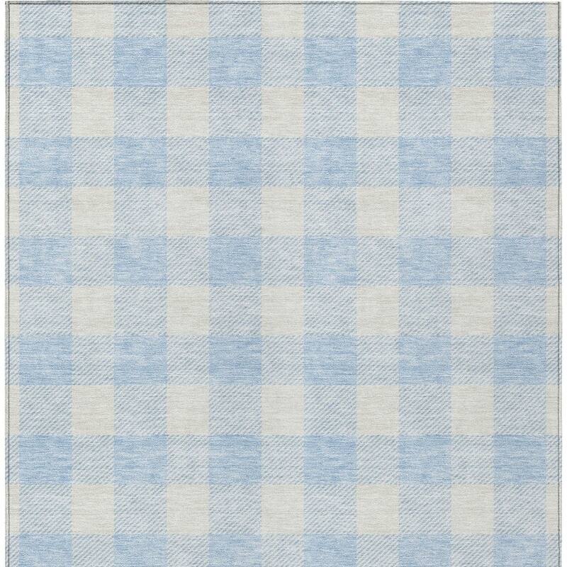 HomeRoots Plaid Transitional Rectangle Outdoor Rug