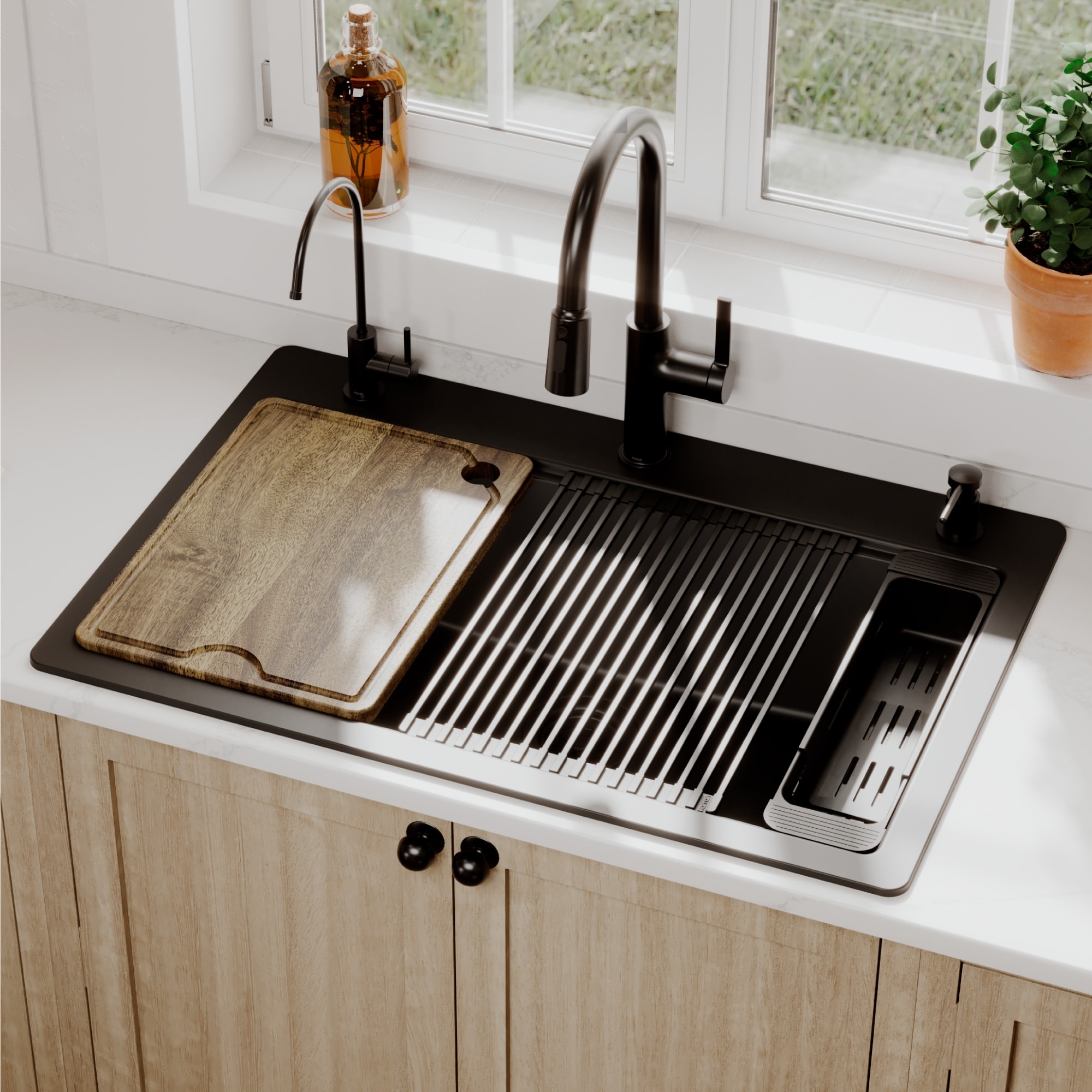 33" Top Mount Single Bowl Quartz Kitchen Sink Kit