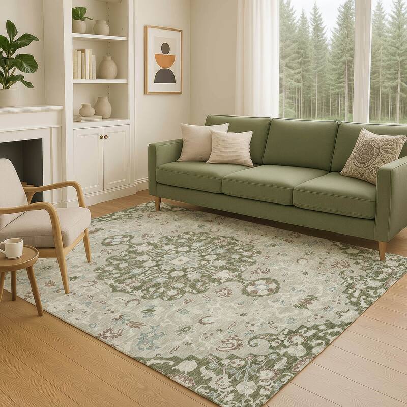 Machine Washable Indoor/ Outdoor Traditional Savannah Chantille Rug