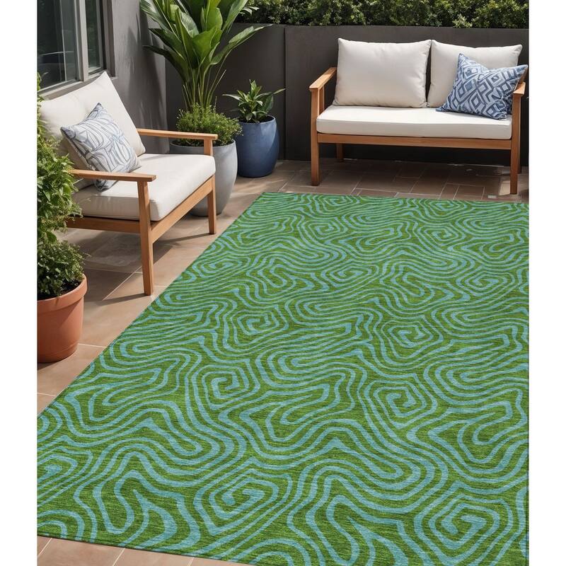 HomeRoots Abstract Transitional Rectangle Outdoor Rug - 5' X 8'