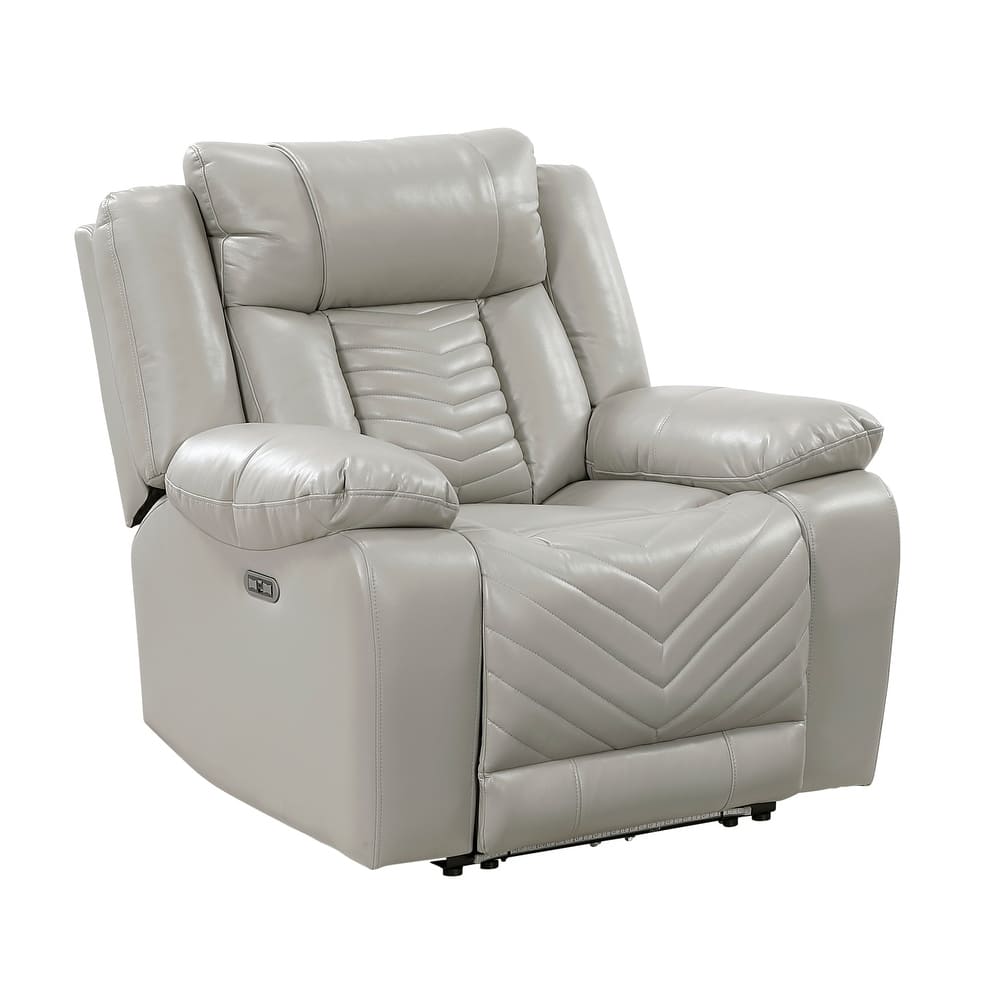 Fremont & Park Ridge 40" Faux Leather Power Recliner - LED and Charging Ports