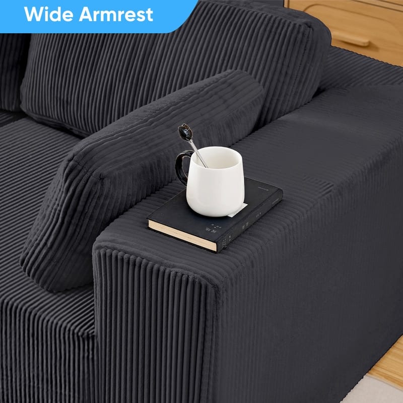 Mixoy 3-Pcs Free Combination Modular Sectional Sofas,Corduroy Compressed L-Shaped Sofa with Flexible Configuration - 3-Seater